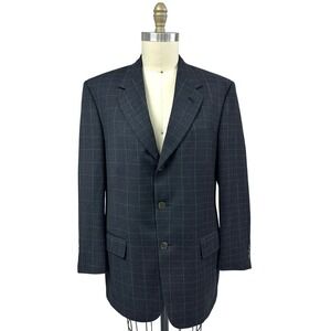 VTG Pringle of Scotland Mens Sport Coat Charcoal Windowpane Sport Jacket 38R